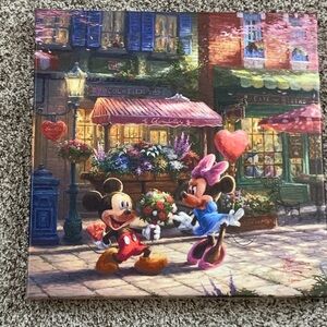 Thomas Kinkade Disney Canvas 14x14 Mickey & Minnie Sweetheart Cove